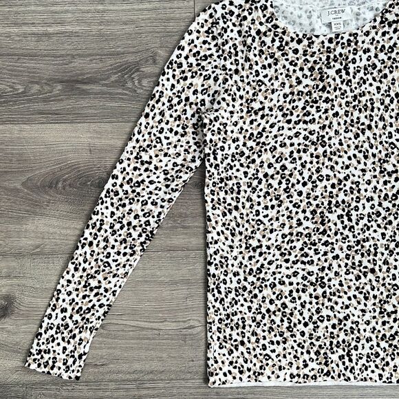 J.CREW Teddie Sweater Sz XXS Lightweight Leopard Print Shadow Cat Neutral Animal - Picture 6 of 12